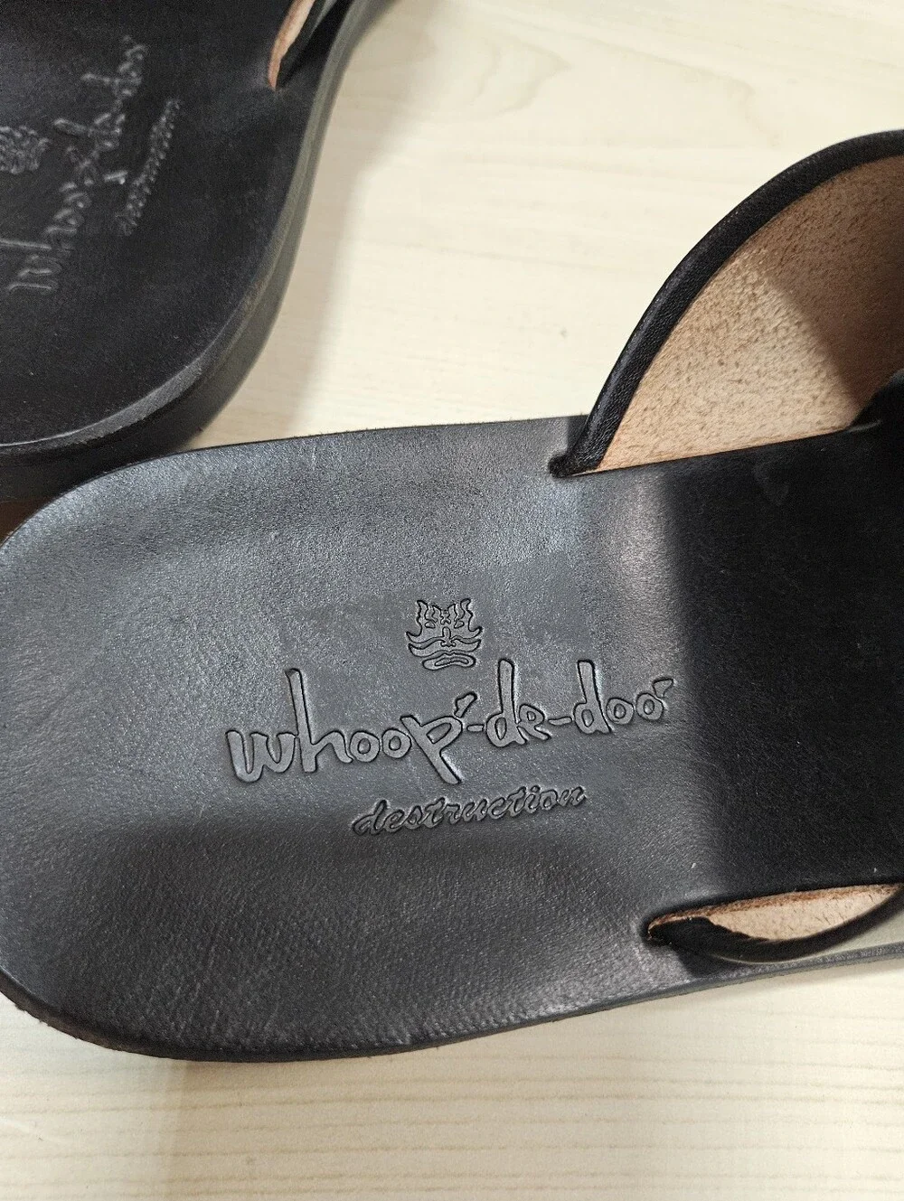 whoop-de-doo Italian Leather Shower Sandals Open Toe Black 19447175 Japan Men 40
